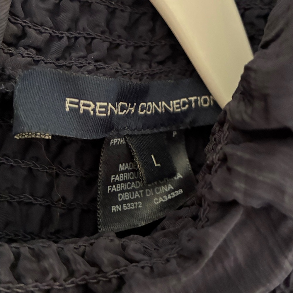 French Connection Navy Smocked Blouse - Picture 7 of 10